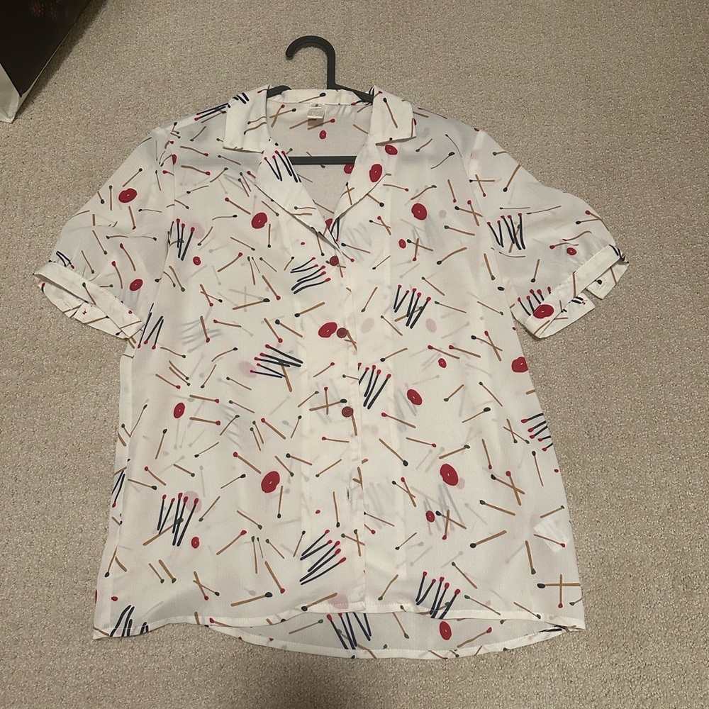 Stylish White Patterned women's Shirt